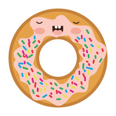 kawaii donut with cream and colours sparks in colorful silhouette on white background