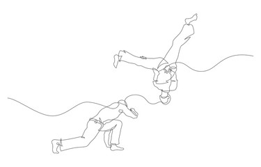 capoeira fighter contour Isolated on white. vector illustration