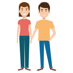 lovers couple avatars characters vector illustration design