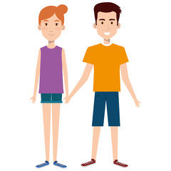 lovers couple avatars characters vector illustration design