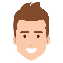 young man head avatar character vector illustration design