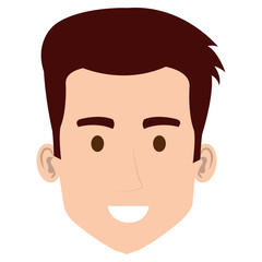 young man head avatar character vector illustration design
