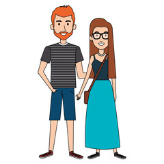 lovers couple avatars characters vector illustration design
