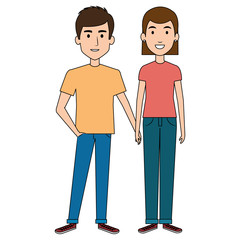 lovers couple avatars characters vector illustration design