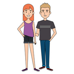 lovers couple avatars characters vector illustration design