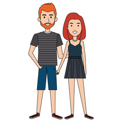 lovers couple avatars characters vector illustration design