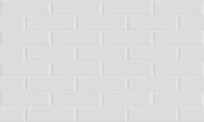Poster Baksteen textuur muur Witte keramische baksteen tegel muur achtergrond. Naadloze patroon.