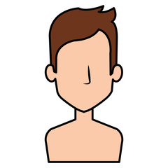 young man shirtless avatar character vector illustration design