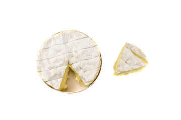 Fresh Camembert cheese natural on white background