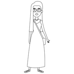 beautiful woman with handbag avatar character vector illustration design