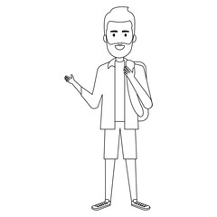 Obraz premium young man with school bag avatar character vector illustration design