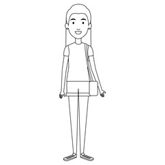 beautiful woman with handbag avatar character vector illustration design