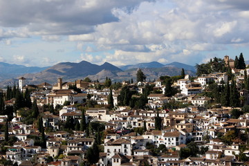 Fototapeta na wymiar Cityscape of Granada from the Alhambra Palace / Andalucia, Spain
