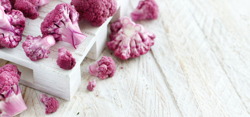 Fototapeta na wymiar Fresh raw purple cauliflower