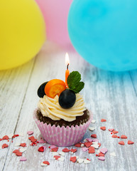 Cupcake with a candle
