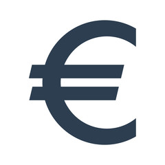 Euro sign icon on white background.