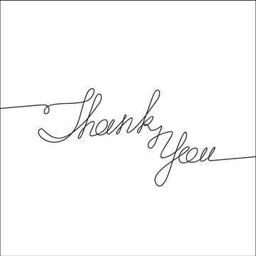Thank You handwritten inscription. Hand drawn lettering. alligraphy. One line drawing of phrase. Vector illustration