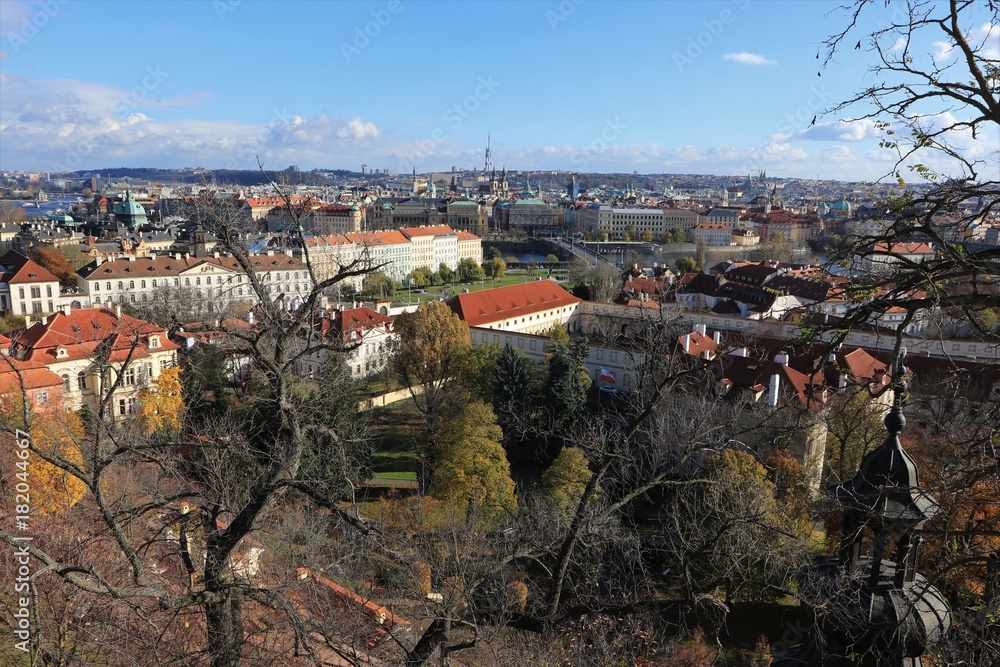 Poster panoramic  view from Prague Castle over the old town, Czech Republic 