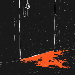 Closed Door and Puddle of Blood