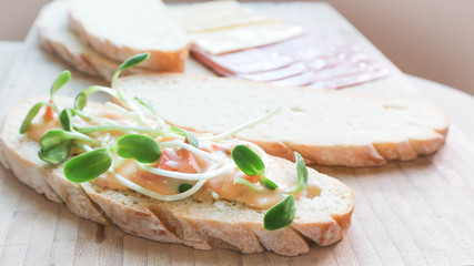 canape or bread with vegetable topping