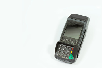 Credit card reader isolated on white background.