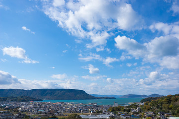 瀬戸内海　高松市庵治町町並み