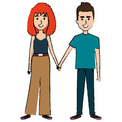 lovers couple avatars characters vector illustration design
