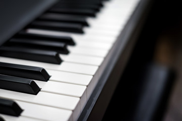 Close up view of piano keys