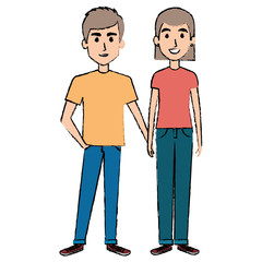lovers couple avatars characters vector illustration design