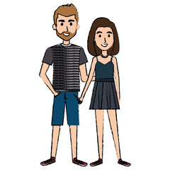 lovers couple avatars characters vector illustration design