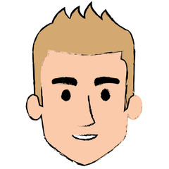 young man head avatar character vector illustration design