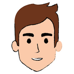 young man head avatar character vector illustration design