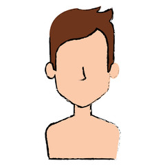 young man shirtless avatar character vector illustration design