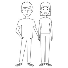 lovers couple avatars characters vector illustration design