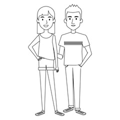 lovers couple avatars characters vector illustration design