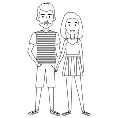 lovers couple avatars characters vector illustration design