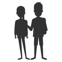 students couple avatars characters vector illustration design