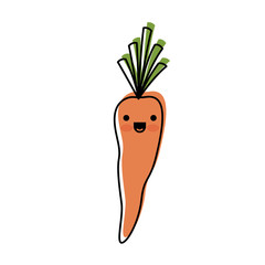 kawaii carrot vegetable in watercolor silhouette on white background