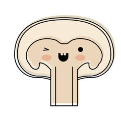 kawaii mushroom in watercolor silhouette on white background