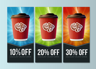Coffee to Go Discount Concept. Vector EPS10