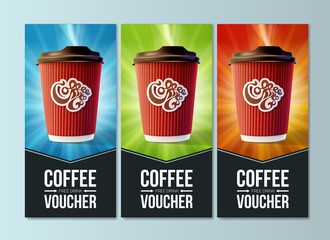 Coffee to Go Vouchers Concept. Vector EPS10