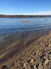 beach on Long Island sound in the fall, NY