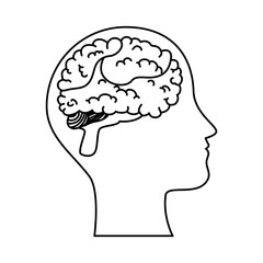 human profile with brain vector illustration design