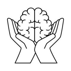 hands human with brain vector illustration design