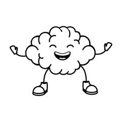 brain kawaii character icon vector illustration design