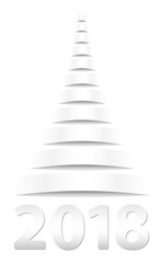 Christmas tree paper. White color of paper and gray shadows. 2018