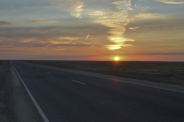 Dawn over the highway