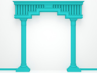 Classical portal with columns on a white background.. 3D Render