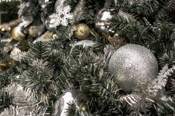 Beautiful decorated christmas tree background , Celebration and holiday concept