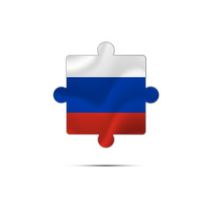 Isolated piece of puzzle with the Russia flag. Vector illustration.